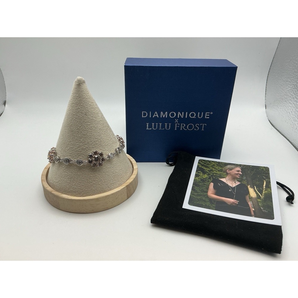 Diamonique x Lulu Frost 10.7 CTW Flower Bracelet 925 Sterling Silver NIB